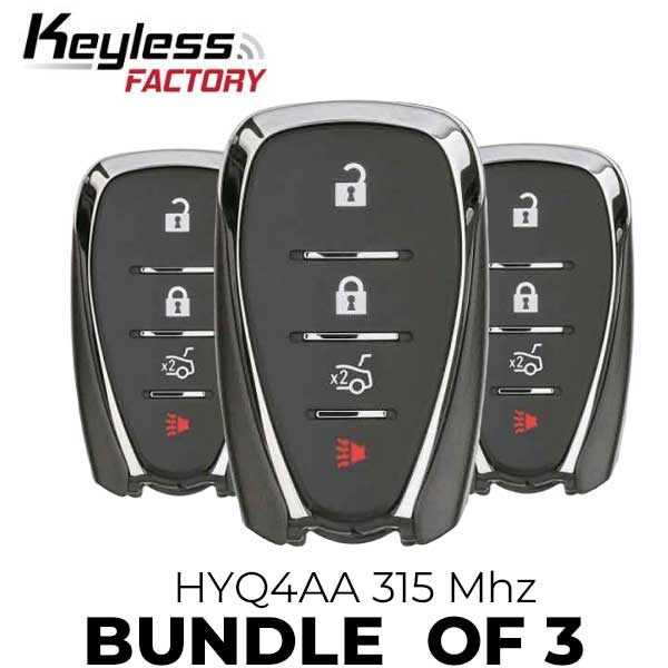 3 x 2016-2020 Chevy Cruze XL7 Sonic / 4-Button Smart Key w/ Trunk / HYQ4AA (BUNDLE OF 3)