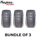 3 x 2016-2019 Toyota MIRAI / 4-Button Smart Key / PN: 89904-62020 / HYQ14FBA / AG Board 2110 (AFTERMARKET) (BUNDLE OF 3)