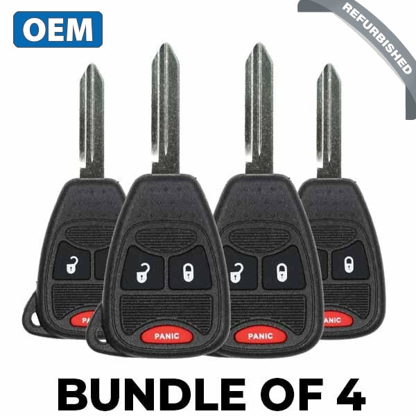 4 x 2004-2007 Chrysler Dodge / 3-Button Remote Head Key / PN: 5183675AA / M3N5WY72XX (OEM Refurb) (BUNDLE OF 4)
