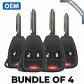 4 x 2004-2007 Chrysler Dodge / 3-Button Remote Head Key / PN: 5183675AA / M3N5WY72XX (OEM Refurb) (BUNDLE OF 4)