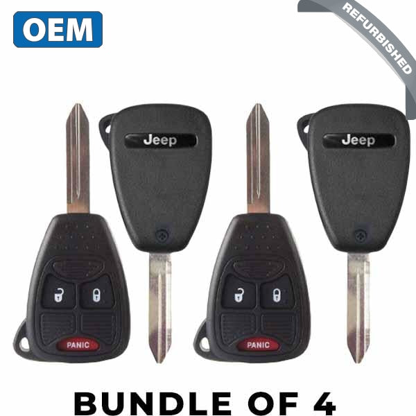 4 x 2007-2016 Jeep Patriot Compass / 3-Button Remote Head Key / PN: 68000603AA / OHT692427AA (OEM Refurb) (BUNDLE OF 4)