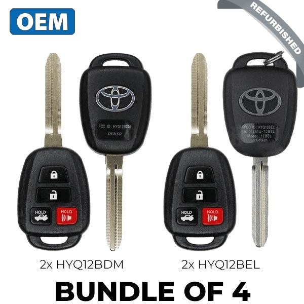 4 x 2014-2019 Toyota Corolla Camry / 4-Button Remote Head Key / HYQ12BEL / HYQ12BDM (H Chip)  (OEM Refurb) (BUNDLE OF 4)