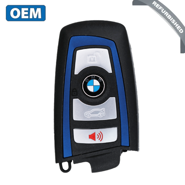 2013-2018 BMW 7 / 5 / 3 Series / 4-Button Smart Key / YGOHUF5767 / FEM / 433 Mhz - Blue Trim (OEM Refurb)