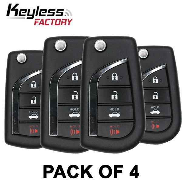 4 x 2018-2019 Toyota Camry / 4-Button Flip Key / PN: 89070-06790 / HYQ12BFB (H CHIP) (Pack of 4)