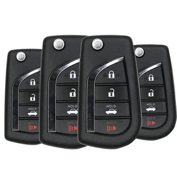 4 x 2018-2019 Toyota Camry / 4-Button Flip Key / PN: 89070-06790 / HYQ12BFB (H CHIP) (Pack of 4)
