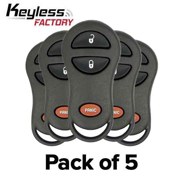 5 x 1999-2004 Dodge Jeep / 3-Button Keyless Entry Remote / GQ43VT9T (Bundle of 5)