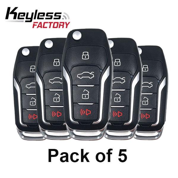 5 x 2000-2019 Mercury Lincoln Ford / 4-Button Flip Key / PN: 5912512 / CWTWB1U331 (Bundle of 5) (5xRFK-FD-H92)
