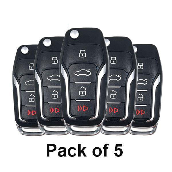 5 x 2000-2019 Mercury Lincoln Ford / 4-Button Flip Key / PN: 5912512 / CWTWB1U331 (Bundle of 5) (5xRFK-FD-H92)