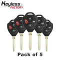 5 x 2007-2010 Toyota Camry Corolla / 4-Button Remote Head Key / PN: 89070-06231 / HYQ12BBY (4D67 Chip) (Pack of 5)