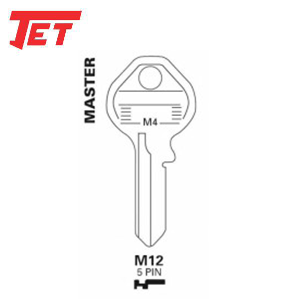 JET - M12 - Master Lock - 5-Pin Key Blank