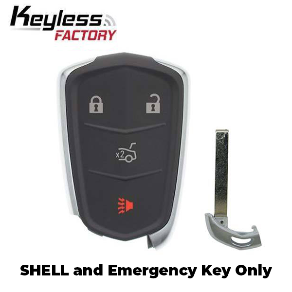 2015-2019 Cadillac / 4-Button Smart Key SHELL for HYQ2AB, HYQ2EB (AFTERMARKET)