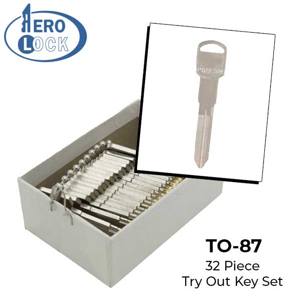 AeroLock - TO-87 - GM 1996 - Door Locks Try-Out Key Set - B86 - 32 Keys