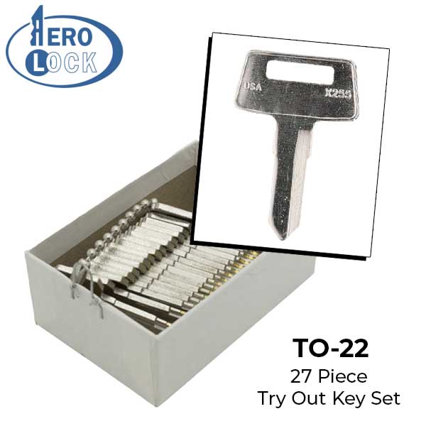 AeroLock - TO-22 - Kawasaki Motorcycle/ATV - All Locks Try-Out Set - X255 - 27 Keys