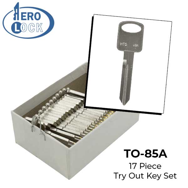 AeroLock - TO-85A - Ford - Glove Box Locks Try-Out Key Set - H75 - 17 Keys