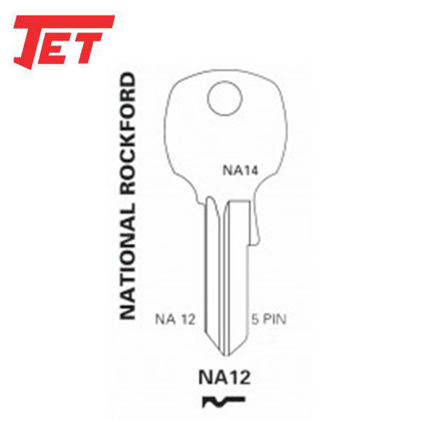 JET - NA12 - National Rockford - Cabinet - 5-Pin Key Blank