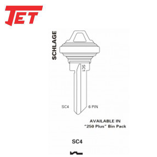 JET - SC4-250 - Schlage - 6-Pin Key Blank - Nickel Plated - 250 Pack