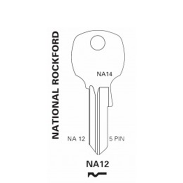 JET - NA12 - National Rockford - Cabinet - 5-Pin Key Blank
