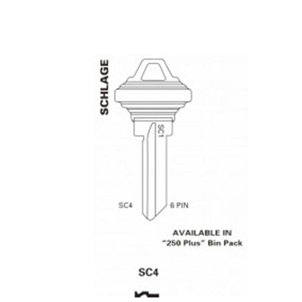 JET - SC4-250 - Schlage - 6-Pin Key Blank - Nickel Plated - 250 Pack