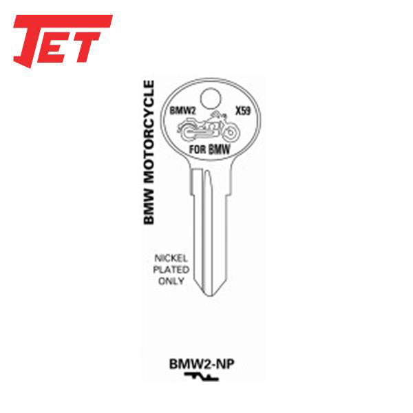 JET - BMW2-NP - BMW Nickel Plated Motorcycle Key Blank