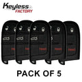 5 x 2011-2020 Dodge Chrysler / 4-Button Smart Key / PN: 68051387AD / M3N40821302 (AFTERMARKET) (Pack of 5)