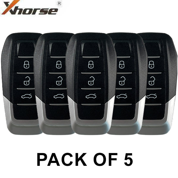 5 x Xhorse - XKFEF1EN / 3-Button Universal Remote Key for VVDI Key Tool (Wired) (Pack of 5)
