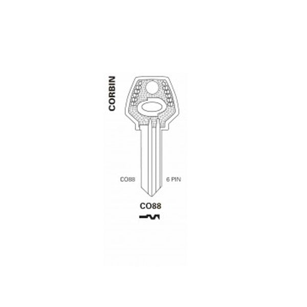 JET - CO88 - Corbin 6-Pin Key Blank - Brass