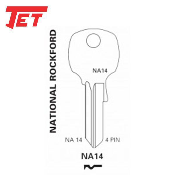 JET - NA14 - National Rockford - 4-Pin - Cabinet Key Blank