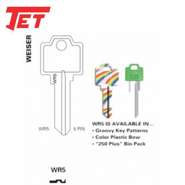 JET - WR5 - 5-Pin Key Blank - Nickel Plated