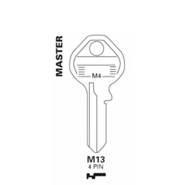 JET - M13 - Master Lock - 4-Pin Key Blank