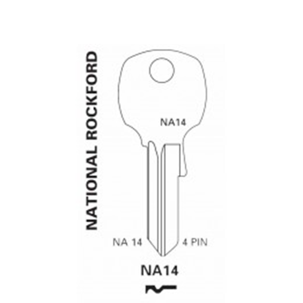 JET - NA14 - National Rockford - 4-Pin - Cabinet Key Blank