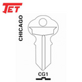 JET - CG1 - Double-Sided Chicago Cabinet Key - Brass