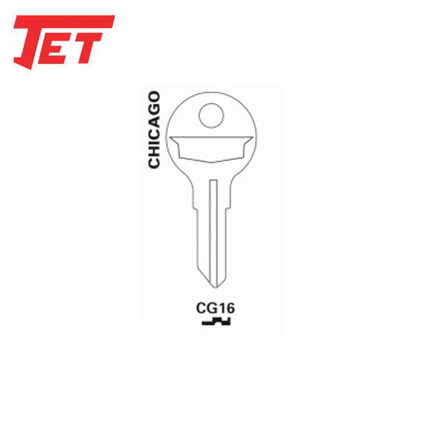 JET - CG16 - Chicago 5-Wafer Cabinet Key - Brass