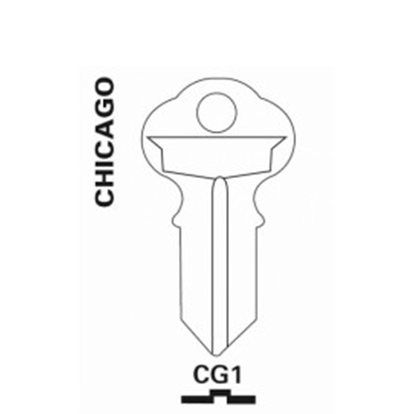 JET - CG1 - Double-Sided Chicago Cabinet Key - Brass