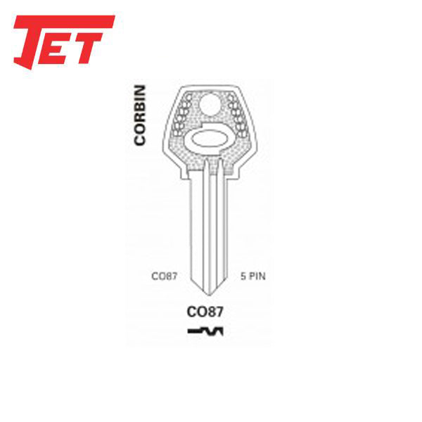 JET - 5-Pin Corbin Key Blank Brass Finish (CO87)