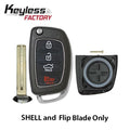 Hyundai / 4-Button Flip Key Replacement Case / Trunk (AFTERMARKET)