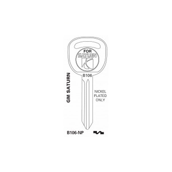JET - B106-NP - GM Saturn Ion Mechanical Key Blank
