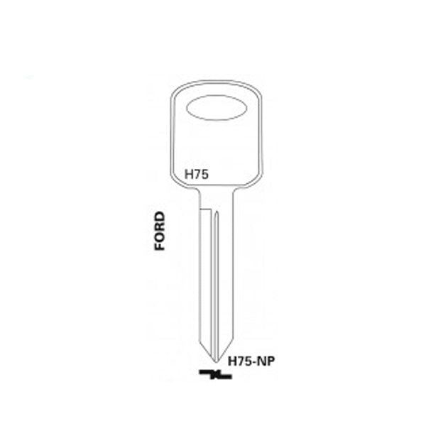 JET - H75-NP - Ford / Lincoln / Mercury / Mazda Key Blank - Nickel Plated