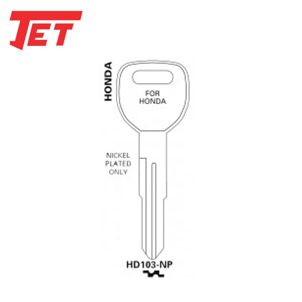 JET - HD103-NP - Honda / Acura X214 Mechanical Metal Key - Nickel Plated
