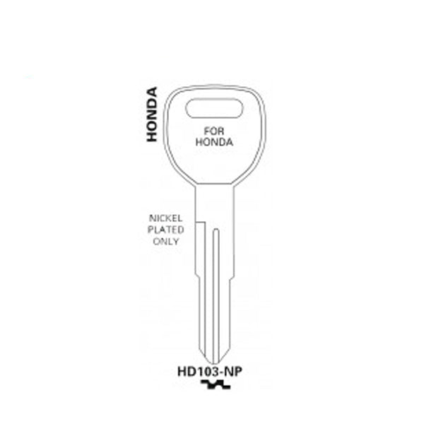 JET - HD103-NP - Honda / Acura X214 Mechanical Metal Key - Nickel Plated