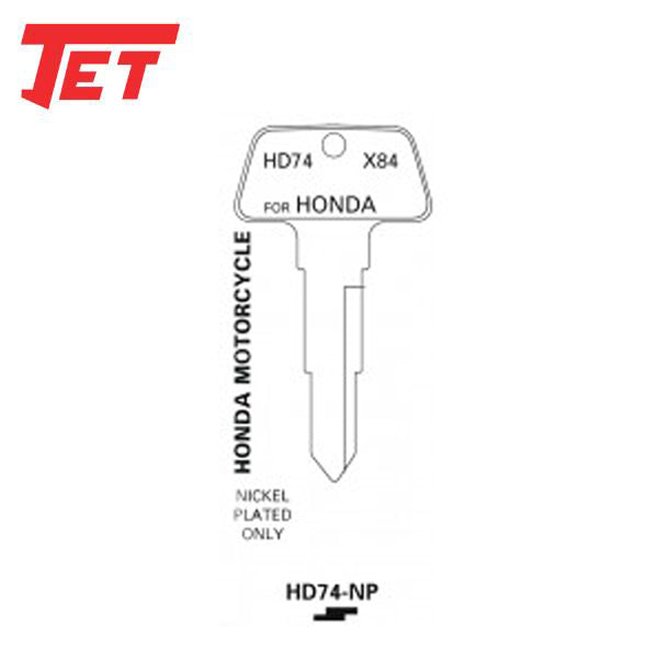 JET - HD74-NP -Honda Motorcycle Key - Nickel Plated