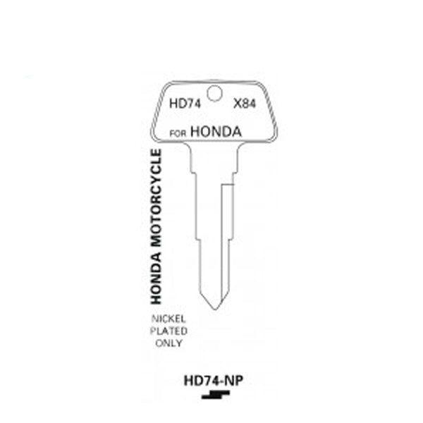 JET - HD74-NP -Honda Motorcycle Key - Nickel Plated