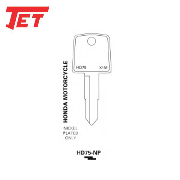 JET - HD75-NP -Honda Motorcycle Key - Nickel Plated