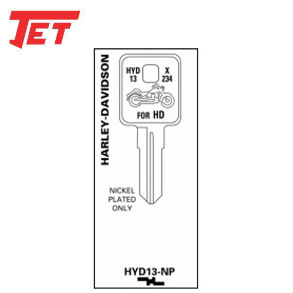 JET - HYD13 - Harley Davidson - Motorcycle Key - Nickel Plated