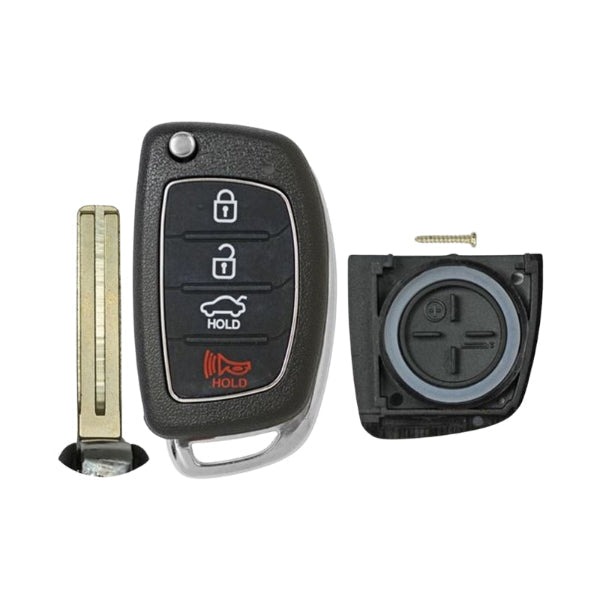 Hyundai / 4-Button Flip Key Replacement Case / Trunk (AFTERMARKET)