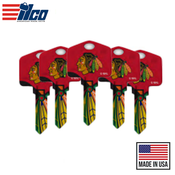 Ilco - NHL TeamKeys - Key Blank - Chicago Blackhawks - SC1 (5 Pack)