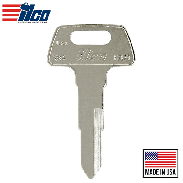 Ilco - HD74 Honda Motorcycle Key Blank - 6 Pin
