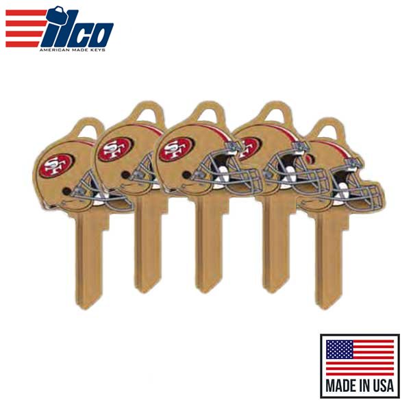 Ilco - NFL TeamKeys - Helmet Edition - Key Blank - San Francisco 49ers - KW1 (5 Pack)