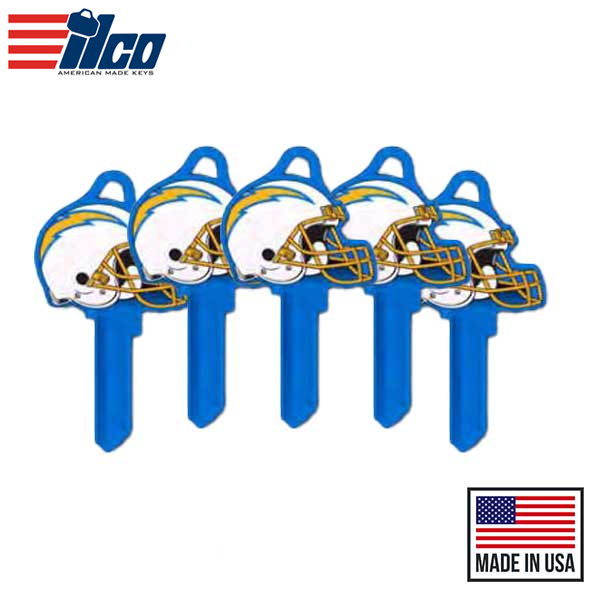 Ilco - NFL TeamKeys - Helmet Edition - Key Blank - Los Angeles Chargers - KW1 (5 Pack)