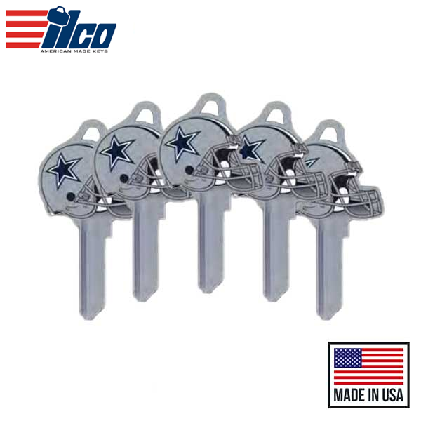 Ilco - NFL TeamKeys - Helmet Edition - Key Blank - Dallas Cowboys - KW1 (5 Pack)
