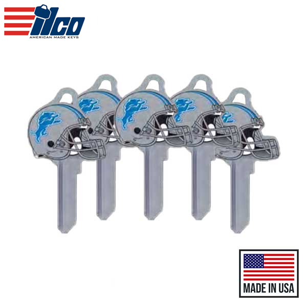Ilco - NFL TeamKeys - Helmet Edition - Key Blank - Detroit Lions - KW1 (5 Pack)